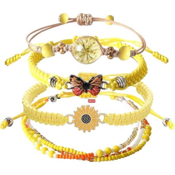 4PCS Charm Bead Bracelets for Teen Girls - Butterfly, Daisy & Flower Designs - Picture 8 of 8